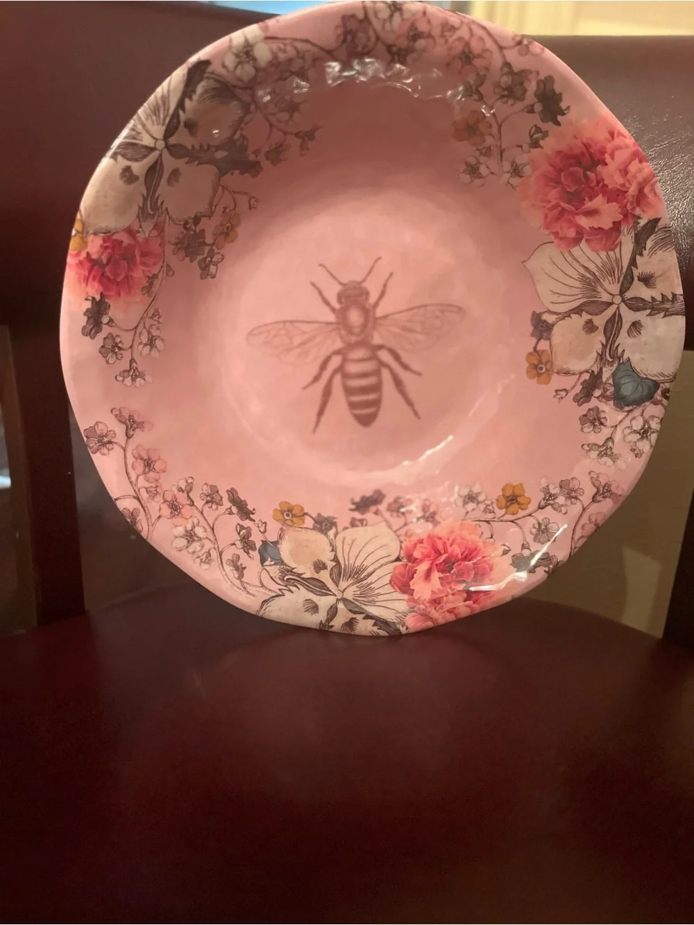 New York Botanical Gardens Floral Bee Ceramic Serving Bowl - Pink